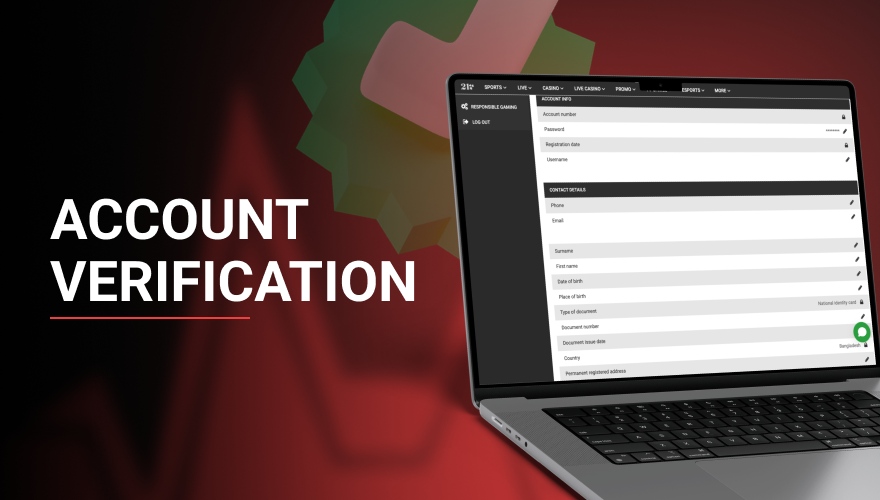 verification on account in casino